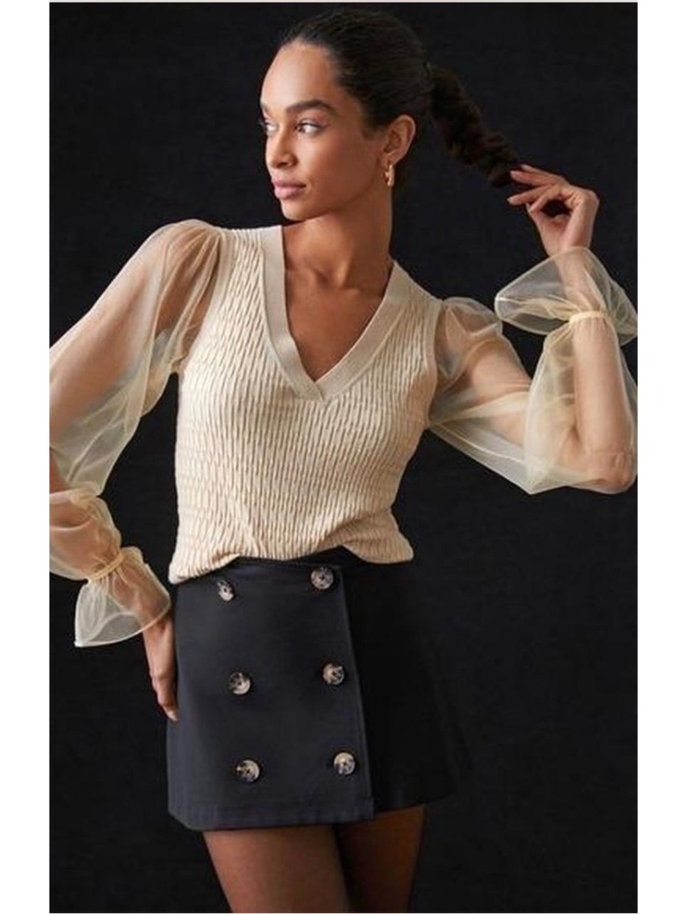Maeve by Anthropologie NWT Sheer Sleeve Sweater Sz X Large